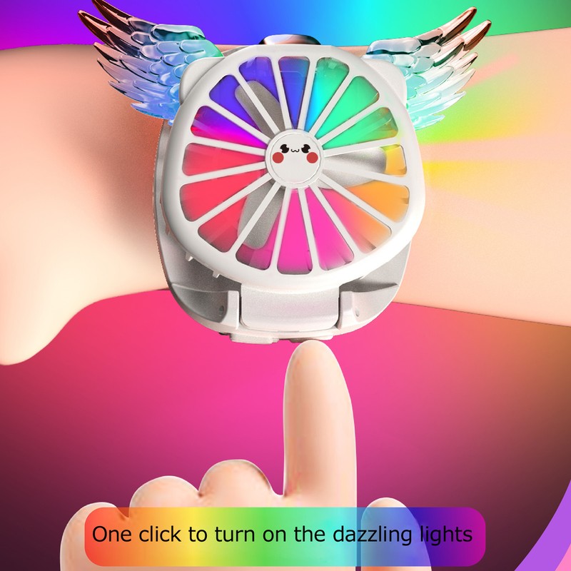 Mini Watch Fan Angel Wing Design USB Charging Wireless Braided