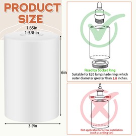 Teenyyou 6 Pcs White Frosted Glass Shade Replacements for Pendant Light Fixtures Glass Lamp Shade Cover, 1-5/8 Inch Fitter E26 Base, 4 w x 6 h, Replacement Lamp Globe for Chandelier Wall Sconce