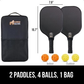 Gorilla Gear USAPA Approved Pickleball Starter Set, Fiberglass 2 Pack Black NEW
