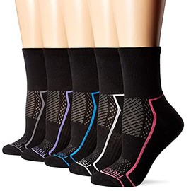 Fruit of the Loom Women's Fit for Me Everyday Active Crew Sock (5 Pair), Black/Colors Assorted, Shoe Size: 8-12