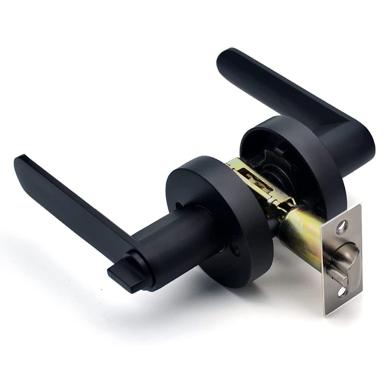 Hardbase Hardware Door Knob with Key Indoor Bathroom Lever Handle