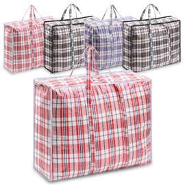 5 Pack XL Extra Large Strong Laundry Storage Bags With Zip, 60x50x18CM