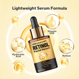 SilkySecret Retinol Serum for Face (1 Fl OZ), 2% Retinol + Vitamins C&E, Aging Facial Serum for Men & Women, Smooths Fine Lines, Resurfacing Potent Anti-Aging, Skincare Essential