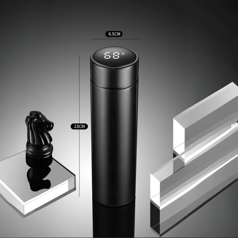 TEQY Thermos Flask with LED Display, 500 ml, Stainless Steel