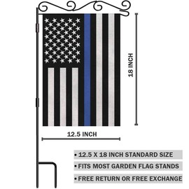 AOYEGO Thin Blue Line Garden Yard Flag 12.5"x 18" Double Sided Polyester Police Honor Law Enforcement Flag House Flag Banners for Patio Lawn Outdoor Home Decor