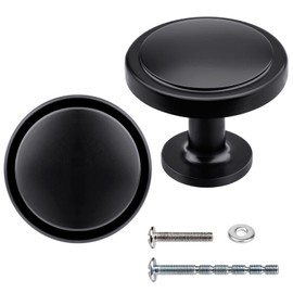 WEAVERBIRD 10 Pack Black Cabinet Knobs, 30mm/1.2" Round Cabinet Knobs Modern Cabinet Hardware, Zinc Alloy Round Knobs Kitchen Cupboard Drawer Knobs, Closet Door Knobs, Black Knobs
