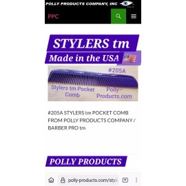 STYLERS tm 72 Men's Pocket Combs #205 Stylers tm Polly Products MADE IN USA  QUALITY