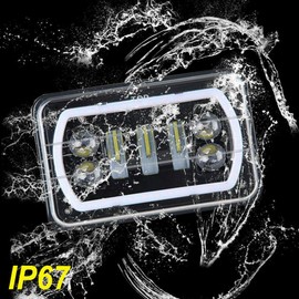 Aswalling 4X6 Inch LED Light Lamp DRL Headlight Crystal Clear Hi-Lo Beam DRL Light for Truck