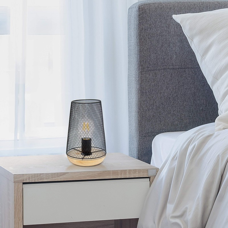 Simple Designs LT1074-BLK Wired Mesh Uplight Table Lamp, Black