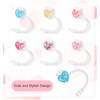 6pcs Heart Straw Toppers, Reusable Heart Straw Covers, Shiny Silicone