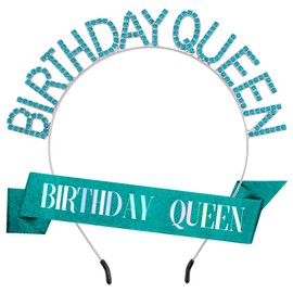 Birthday Sash,Birthday Crowns,Green Tiara Crown,Tiaras for Women,Birthday Queen Sash,Birthday Crown Adult Woman,Birthday Tiara,Happy Birthday Headband for Women,Girls Birthday Decorations Accessories