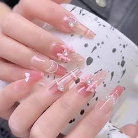 Vezocim Bow-Knot Nail Art Rhinestone, 3D Butterfly Bow Shapes Nail Art Gems Set, Bow with Diamond Nail Art Designs, Resin Acrylic Nails Glitter Supplies for Women Girls Manicure Art