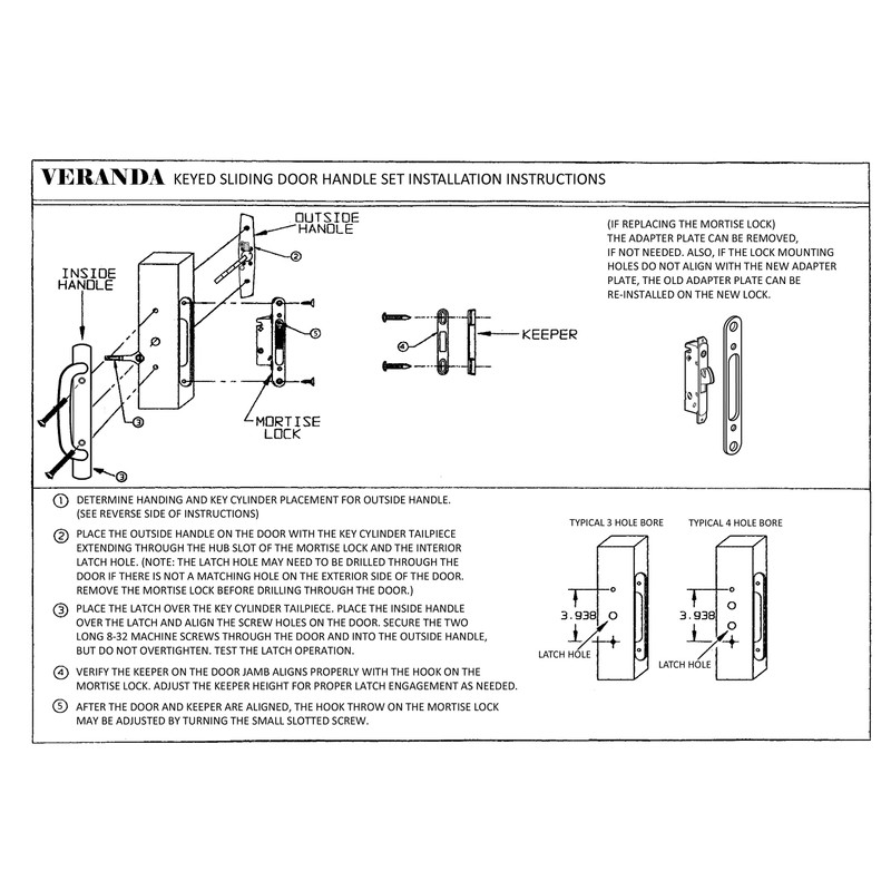 FPL Veranda Sliding Glass Door Handle Set, White, Keyed, 3-15/16”