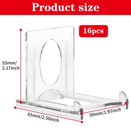 Pack of 16 Acrylic Stand Plate Stands Plastic Stand Coin Stand Adjustable Decorative Plate Holder Mini Easels for Book Stands Electronic Products Photo Displays