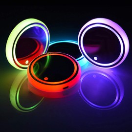 Ruiqas Car Cup Holder LED Light Mat Universal Color Changing Drink Coaster Car Interior Ambience Light