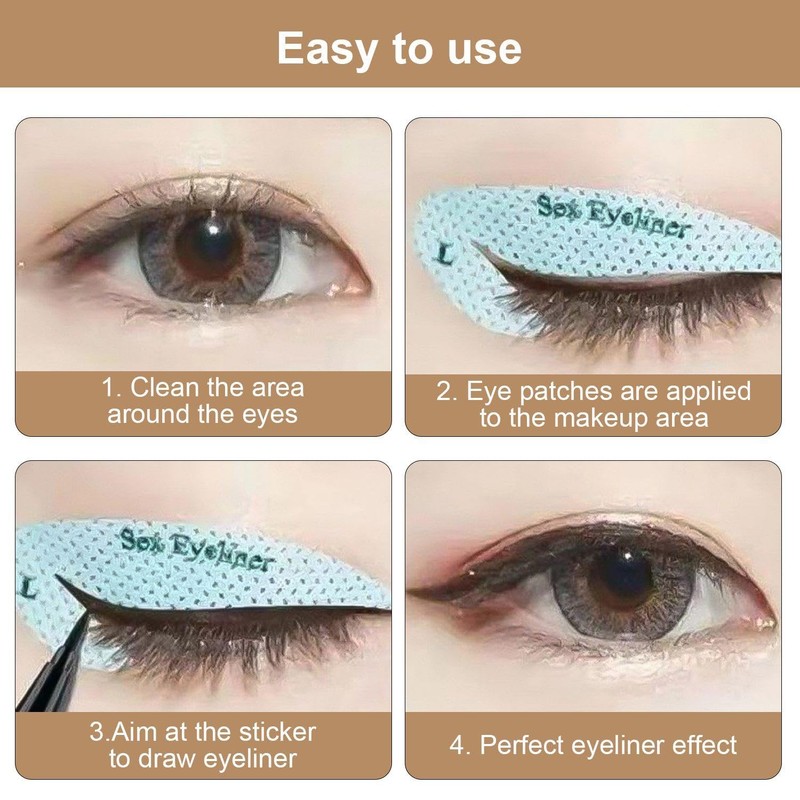 8 Eye Makeup Template Stickers And 2 Cat-Shaped Eyeliner Template