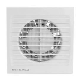 Estevez Extractor De Aire Modelo 2504 | Ventilador para Baño y Cocina Tipo Palma (Super-Económico) de 4", 11 Watts, 40dB, Flujo de Aire 76m³/hr, | Instalación en Muro o Techo.