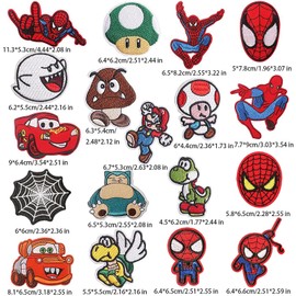 Pack of 18 iron-on patches, children's iron-on patches, cartoon, textiles, iron-on patches, video games, embroidered patches for clothing, for boys, children, DIY backpack