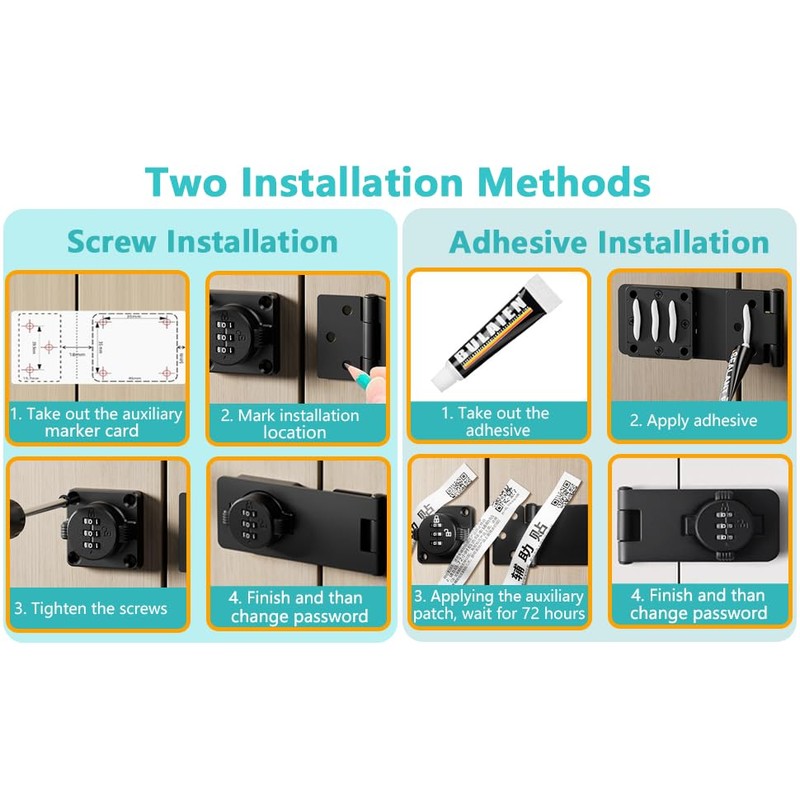 3 Digit Closet Door Lock with Code - Keyless Cabinet
