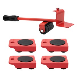 Hioph Heavy Duty Furniture Lifter with 4 Pack Moving Sliders, Furniture Movers Wheels Set 360°Rotation Furniture Sliders for Moving Heavy Furniture Appliance Refrigerator Sofa, 150KG Capacity, Red
