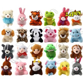 LMAZEPMQ Mini Plush Animal Toy Set,Cute Animals Keychain Decoration for Kids,Goodie Bag Fillers, Basket Stuffers, School Prizes, Valentine's Day Party Supplies (24pcs)