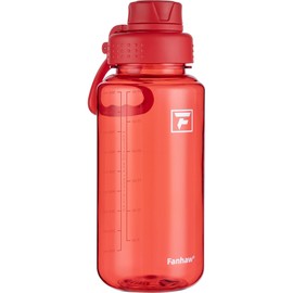 Fanhaw 32 oz Clear BPA-Free Tritan Water Bottle with Fast-Flow Spout Lid, Leakproof Wide-Mouth Reusable Bottle for Gym, School & Office (Red)