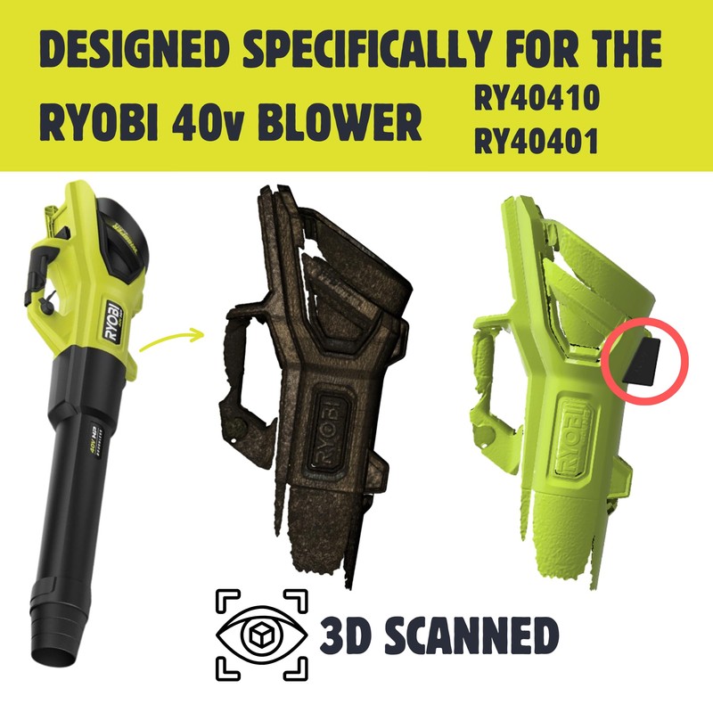 Wall Mount for Ryobi 40v Leaf Blower | Compatible with