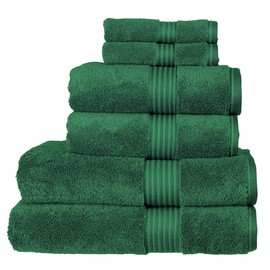 Christy Supreme Hygro 6 Piece Towel Set | Spruce Green | 100% Luxury Supima Cotton | Ultra Soft | Super Absorbent | 650GSM | 2 Bath Towels 2 Hand Towels 2 Face Cloths