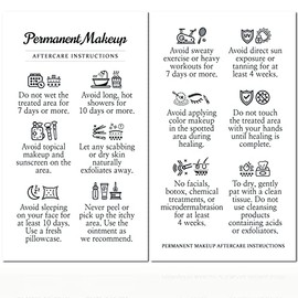 Havongki - 100 Pack - 2 x 3.5" Premium Permanent Makeup Aftercare Instructions Cards Care PMU Supplies for Professional Esthetician - PM03A100_N