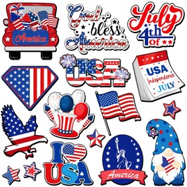 16 Pieces Patriotic Refrigerator Magnets Magnetic Patriotic Gnomes Magnets Decoration Memorial Day Decorations America Fridge Magnets USA Flag Decorative for Home Independence Day Decor
