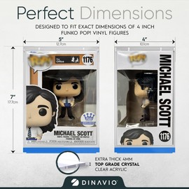 Dinavio Crafthouse Funko Pop Protector - Acrylic Funko Pop Display Case - Sturdy Stackable Design - 4mm Funko Pop Case Compatible with 4'' Vinyl Figures - Blue Base