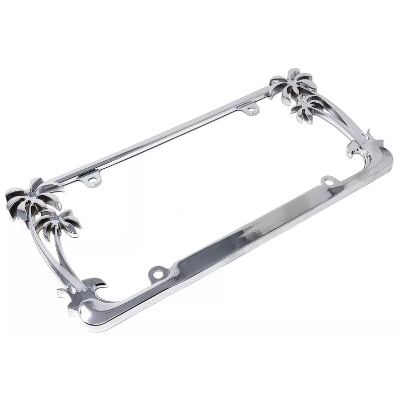 BLVD Tropical Palm Tree Chrome Polished License Plate Frame (2