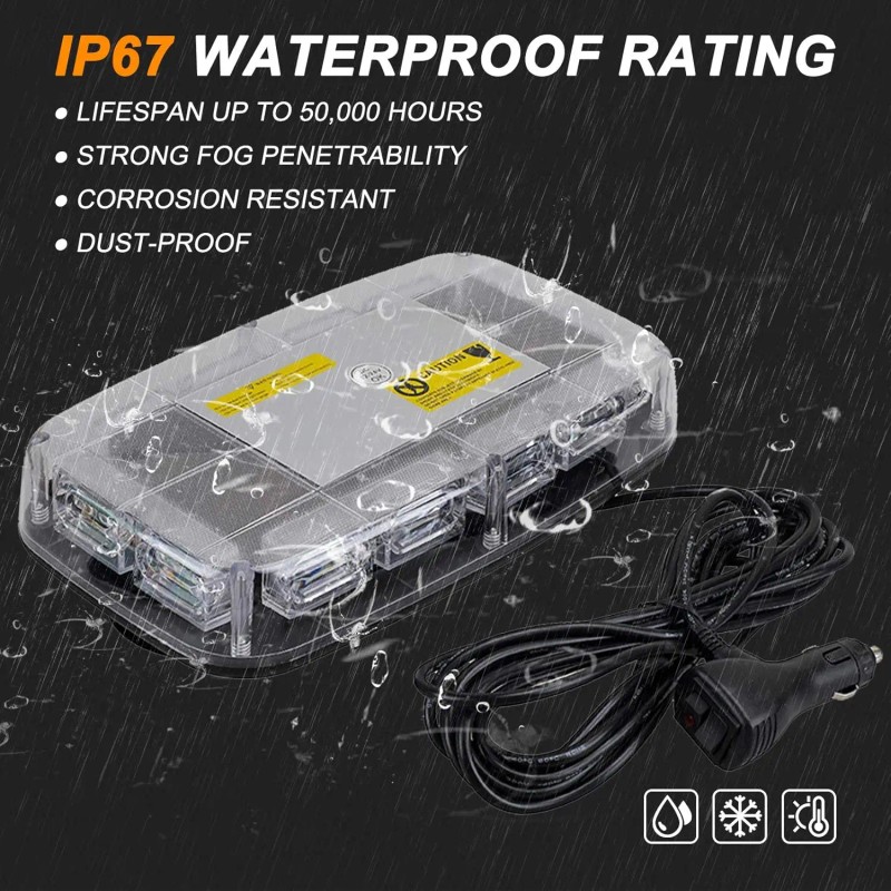 48-LED High Visibility Emergency Safety Warning Light Bar for Roof