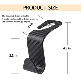 Car Seat Headrest Hook Universal Car Seat Hook Storage Rack S-Shape Plaid Black 4-Pack