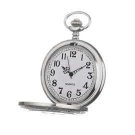 Holy Sins Jewellery Silver Colour Quartz Pocket Watch with Albert Chain