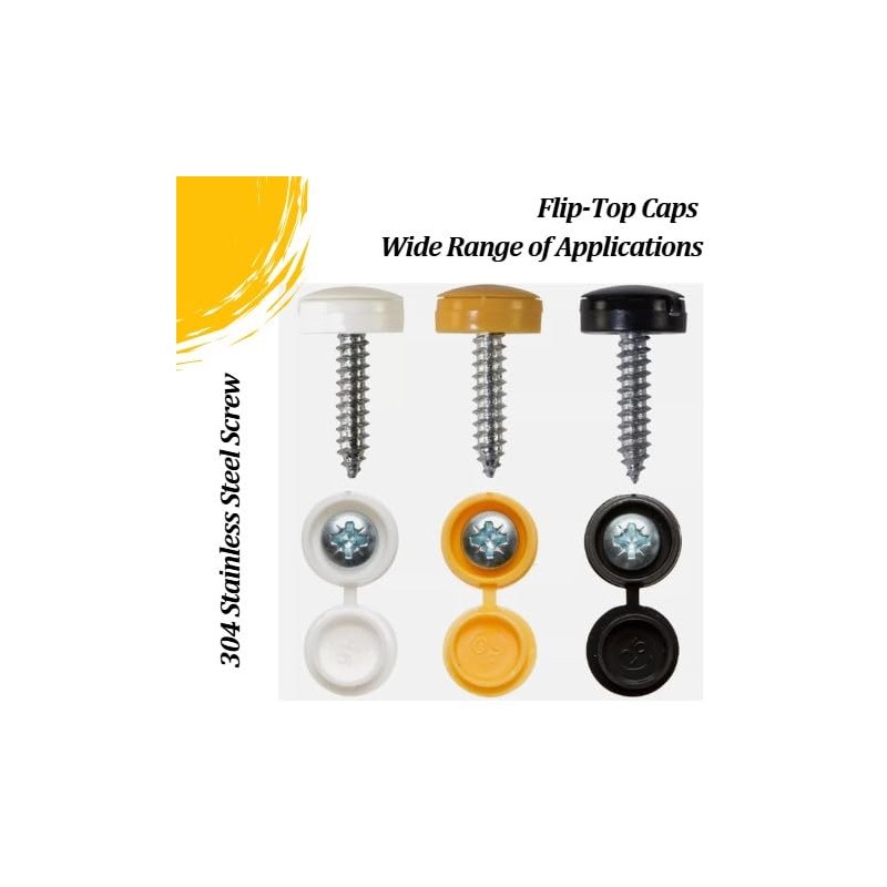UK Number Plate Fittings - White, Black and Yellow Screw