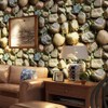 Yancorp 10ft Self-Adhesive Wallpaper Brown Stone Brick Wallpaper Fireplace Kitchen