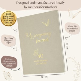 HuBorns - My Pregnancy Journal to Capture Every Moment Week by Week with Space for Photos and Ultrasounds, Pregnancy Diary to Keep the Most Special Memories, Maternity Journal (Grey, English)