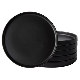 AmorArc Ceramic Plates Set of 6, Matte Glaze 8.0 Inch Dishes Set for Kitchen, Dessert,Salad,Appetizer, Small Dinner Plates, Microwave & Dishwasher Safe, Scratch Resistant, Matte Black