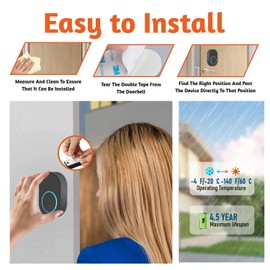 RUTZ® Wireless Doorbell, Waterproof Plug-in Door Bells Wireless Cordless Chime Kit at The Range of 300m with 39 Chimes, 5-Level Volume & LED Light, Easy to Install for Home & Apartment (Black)