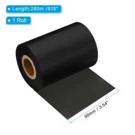 PATIKIL 3.54" x918' (90mmx280m) Wax Thermal Transfer Ribbon, 1 Roll 1" Core Ink Out Barcode Printer Ribbon for Printer Label Coated Paper Tag Printing, Black