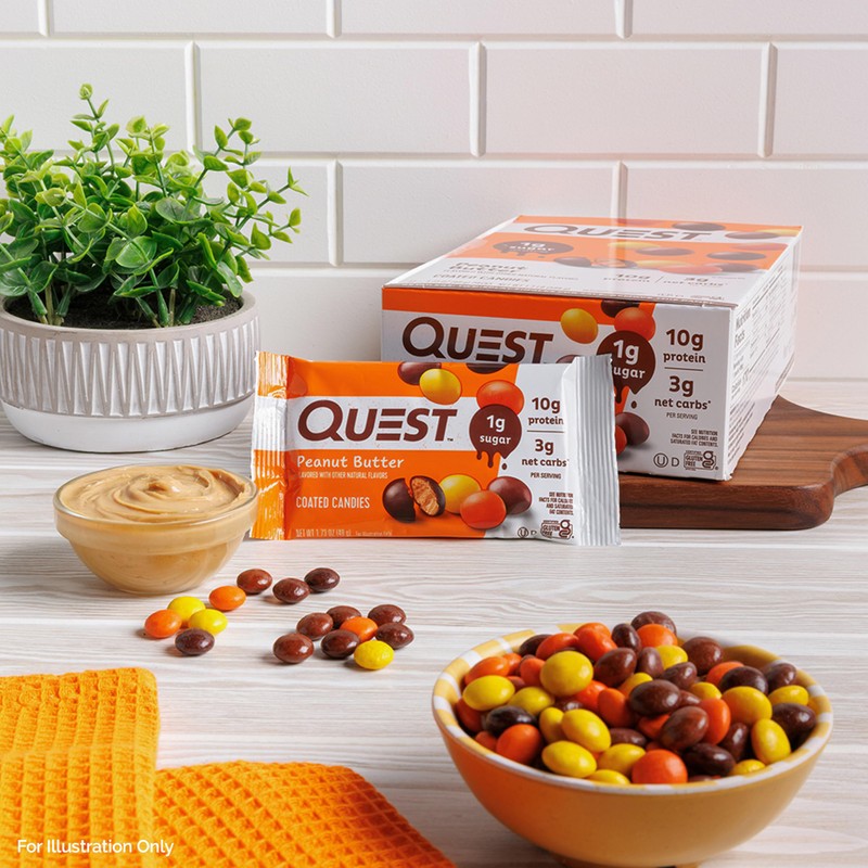 Quest Nutrition Coated Candies, Peanut Butter, 1g Sugar, 10g Protein,