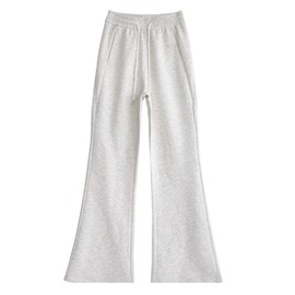 Kiench Teens Girls Flare Leg Sweatpants High Waist Drawstring Baggy Joggers with Pockets US Size 14-16/11-12 Years, White Gray Heather