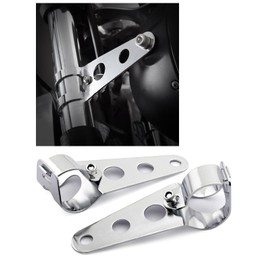 Samman Headlight Mounting Bracket Stays 1.3 - 1.7 inches (33 - 42 mm) Compatible Honda Suzuki Yamaha Motorcycles Universal Front Fork Stays Mount Bracket Silver Stainless Steel Adjustable Left and