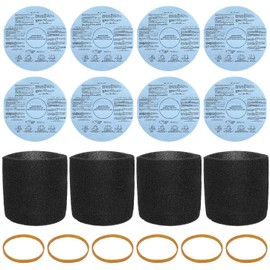 8 Pack 90107 90137 Wet Dry Vac Filter and 4 Pcs 90585 Foam Sleeve Filter Kit Replacement for Shop Vac 5 Gallon & Above Wet/Dry Vacuum, Replace 9010700 9013700 9058500, Filters with 6 Retaining Bands