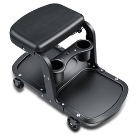 Auto Dynasty Rolling Creeper Seat, Black Stool Mechanic Roller Creeper Seat Repair Tool for Garage Workshop Studio, 300 lbs Capacity