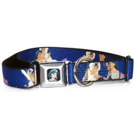 Buckle Down Aladdin & Jasmine Magic Carpet Ride Dog Collar Blue
