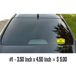 Vintage John Deere Vintage 1950 Yellow Historic Redrawn Emblem Sticker Decal - 6" Inch x 7.73" Inch