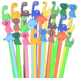 24 Pieces Dinosaur Pens Cute Dinosaur Gel Pens Funny Pens for Kids Back to School Gift Party Favors Class Rewards