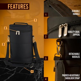 The Wine Chiller Wine Cooler Bag, Insulated Wine Tote Bag for 2 Bottles, Perfect Wine Accessories and Gifts for Wine Lovers, Black with Gold Buckles